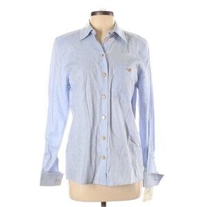 Basler Vintage Blue Button-Up Blouse NWT Size 4 Office Work Careerwear